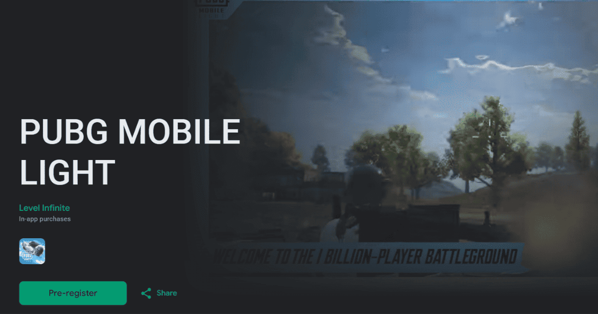 PUBG MOBILE LIGHT pre-registration is open on Google Play and the App Store